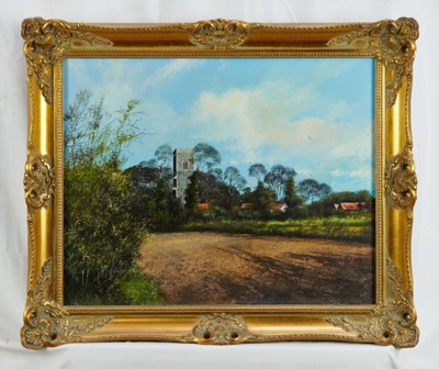 Lot 1162 - *Clive Madgwick, acrylic on canvas, Edwardstone Church