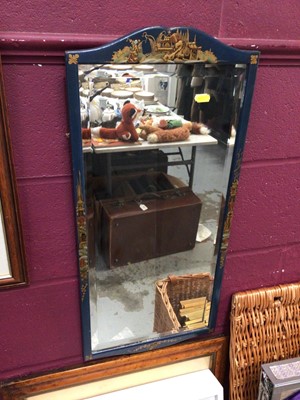 Lot 1088 - Wall mirror in blue frame with chinoiserie decoration