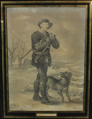 Lot 154 - 19th century black and white mezzotint - The Woodman, in verre eglomise mount and gilt frame, 70cm x 55cm overall
