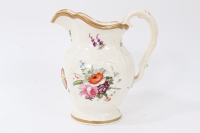 Lot 245 - Good 19th century floral decorated jug, possibly Welsh, 20.5cm high