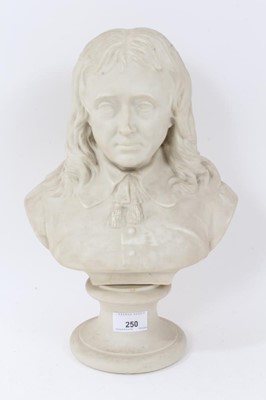 Lot 250 - A Victorian Copeland Parianware bust of Milton, on socle base, impressed marks to back, 35cm high