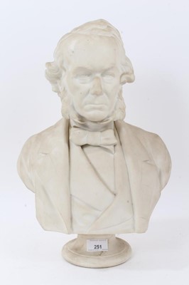 Lot 251 - A Victorian Parianware bust of Richard Cobden by E.W. Wyon, dated 1865, impressed marks to reverse, 42.5cm high