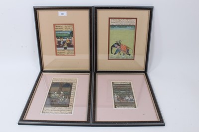 Lot 907 - Group of four Indo-Persian hand painted manuscript leaves