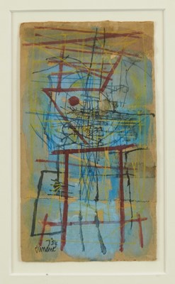 Lot 1132 - *Roy Turner Durrant (1925- 1998) mixed media composition, signed and dated '54, in glazed frame. 27cm x 16cm