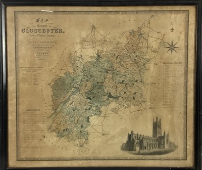 Lot 347 - Greenwood & Co 19th century engraved map of Gloucester