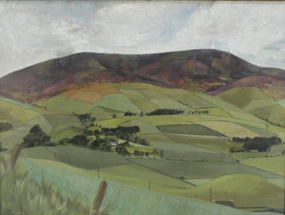 Lot 261 - Kenneth D. Ormonde, mid 20th century, oil on board - Dumplin Hill, 45cm x 60cm, in glazed oak frame