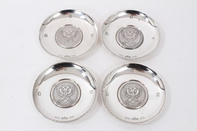 Lot 163 - Four silver Hoares bank anniversary dishes