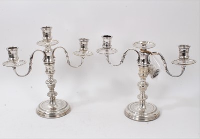 Lot 164 - Pair of contemporary silver three branch candelabrum
