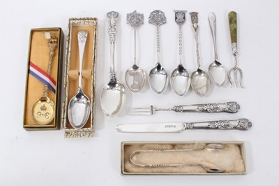 Lot 165 - Group of silver souvenir teaspoons, other silver spoons etc