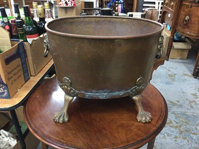 Lot 195 - Brass Jardinere on paw feet