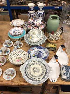 Lot 25 - Quantity of ceramics, including Victorian tureens, Meissen basket, etc