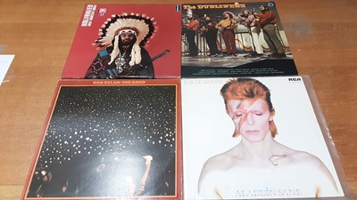 Lot 2310 - Custom made wooden box containing approx 50 LP records including Keef Hartley, Crazy World of Arthur Brown, Magic Sand, Caravan, Doors, Traffic, Pink Floyd, Stray, King Crimson, Fleetwood Mac, Goon...