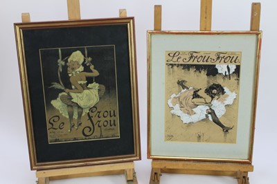 Lot 139 - Raphael Kirchner (1876-1917) - two original lithographic covers for 'Le Frou-Frou' magazine, Paris, 1907, both 21cm x 27.5cm in glazed frames.