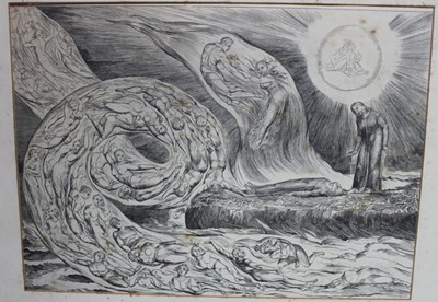 Lot 142 - After William Blake - pair of prints, 33cm x 24cm in glazed frames.