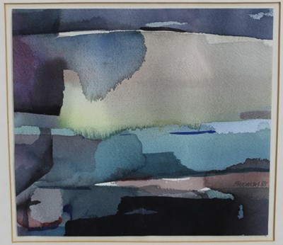 Lot 144 - Ralph Freeman (b.1945) watercolour - abstract, signed and dated 'Freeman '88', 22.5cm x 20.5cm, in glazed frame.