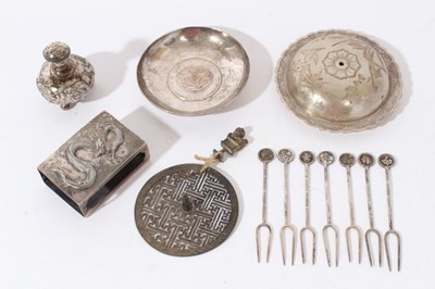 Lot 291 - Chinese silver dish by Wang Hing, small Chinese pepper by Wang Hing, other Chinese silver