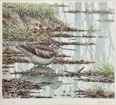 Lot 191 - Andrew Stock, set of four signed limited edition coloured print - GameBids and Wildfowl, 401/850, 30cm x 33cm, in glazed frames
