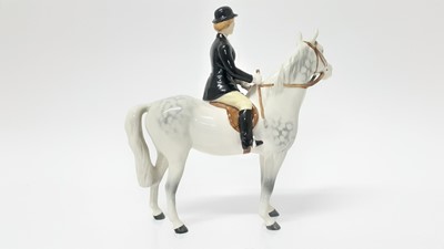 Lot 18 - Beswick Huntswoman, style 2, rider and horse stood still, model no. 1730, designed by Arthur Gredington, 21cm in height