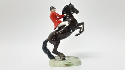 Lot 19 - Beswick Huntsman (on rearing horse), style 1, colourway 1 rider, designed by Arthur Gredington, 25.4cm in height