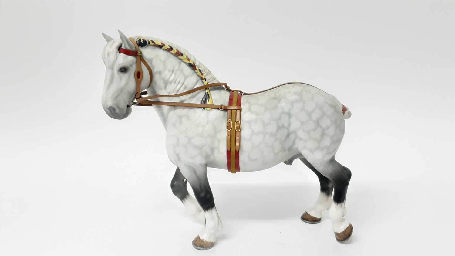 Lot 25 - Beswick Harnessed Horse - Percheron, 24.7cm high