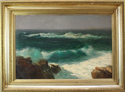 Lot 1143 - James H. C. Miller (act.1884-1903) oil on canvas - Coastal scene, signed, 60cm x 90cm, in gilt frame