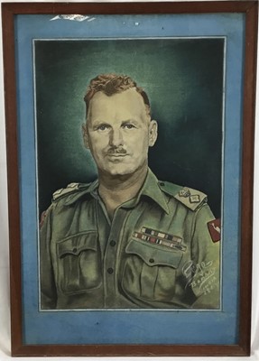Lot 582 - British Army officer chalk portrait and another portrait