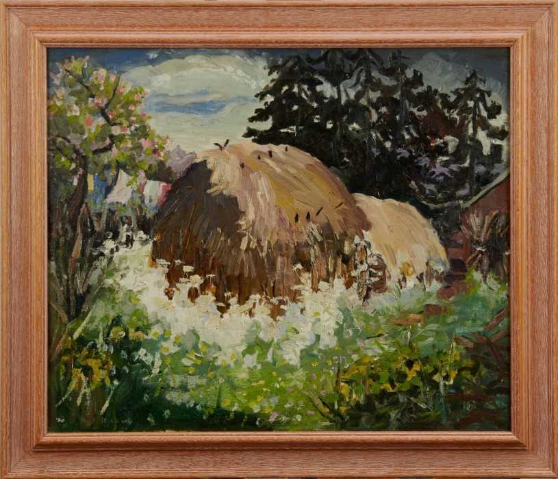 Lot 1083 - *Lucy Harwood (1893-1972) oil on canvas, Haystacks, signed