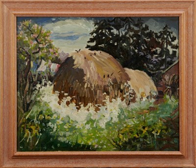 Lot 1083 - *Lucy Harwood (1893-1972) oil on canvas, Haystacks, signed