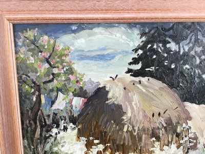 Lot 1083 - *Lucy Harwood (1893-1972) oil on canvas, Haystacks, signed