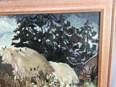 Lot 1083 - *Lucy Harwood (1893-1972) oil on canvas, Haystacks, signed