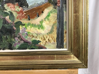 Lot 1082 - *Lucy Harwood (1893-1972) oil on canvas, landscape with telegraph poles, signed