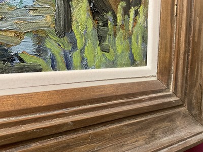 Lot 1080 - *Lucy Harwood (1893-1972) oil on canvas, Blue pool near Hadleigh, signed, titled to Ixion Society label verso