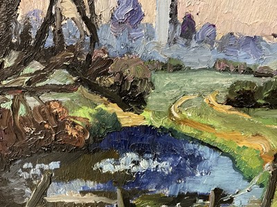 Lot 1080 - *Lucy Harwood (1893-1972) oil on canvas, Blue pool near Hadleigh, signed, titled to Ixion Society label verso