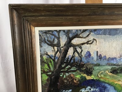 Lot 1080 - *Lucy Harwood (1893-1972) oil on canvas, Blue pool near Hadleigh, signed, titled to Ixion Society label verso
