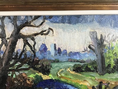 Lot 1080 - *Lucy Harwood (1893-1972) oil on canvas, Blue pool near Hadleigh, signed, titled to Ixion Society label verso