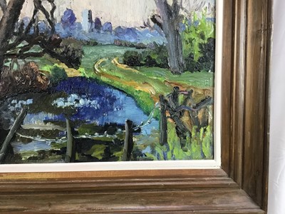 Lot 1080 - *Lucy Harwood (1893-1972) oil on canvas, Blue pool near Hadleigh, signed, titled to Ixion Society label verso