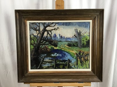 Lot 1080 - *Lucy Harwood (1893-1972) oil on canvas, Blue pool near Hadleigh, signed, titled to Ixion Society label verso