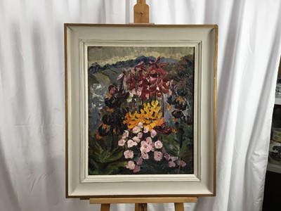 Lot 1081 - *Lucy Harwood (1893-1972) oil on canvas, Flowers in a garden, signed