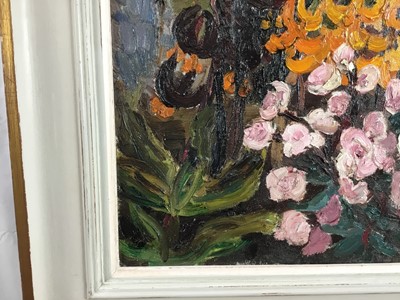 Lot 1081 - *Lucy Harwood (1893-1972) oil on canvas, Flowers in a garden, signed