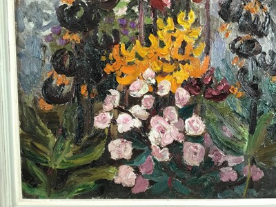 Lot 1081 - *Lucy Harwood (1893-1972) oil on canvas, Flowers in a garden, signed