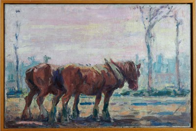 Lot 1088 - Harry Becker (1865-1928) oil on canvas, The Plough Team