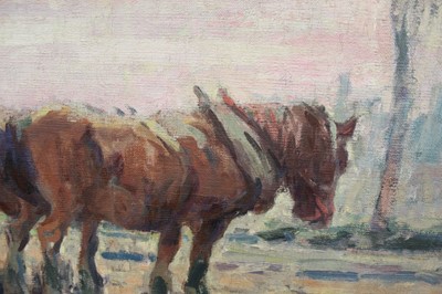 Lot 817 - Harry Becker (1865-1928) oil on canvas, The Plough Team