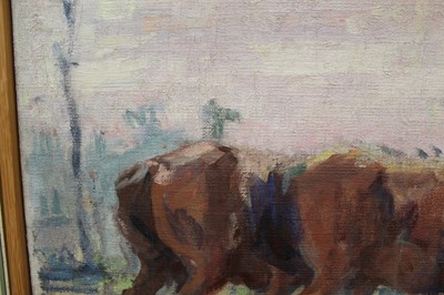 Lot 817 - Harry Becker (1865-1928) oil on canvas, The Plough Team