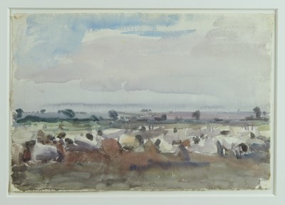 Lot 1090 - Harry Becker (1865-1928) watercolour, sheep in a landscape