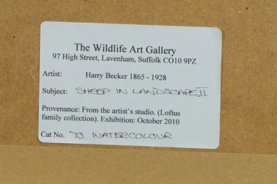 Lot 1090 - Harry Becker (1865-1928) watercolour, sheep in a landscape