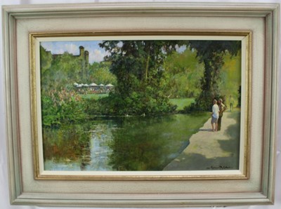 Lot 1101 - Norman Coker (Contemporary) oil on board - Pashley Manor, Sussex, signed