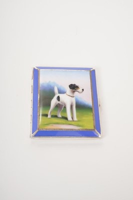 Lot 338 - 1930s enamel wire fox terrier cigarette case