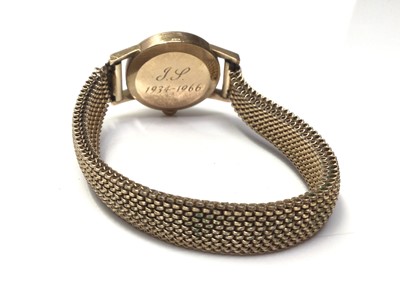 Lot 48 - Ladies Omega 9ct gold cased wristwatch on gold plated expandable bracelet