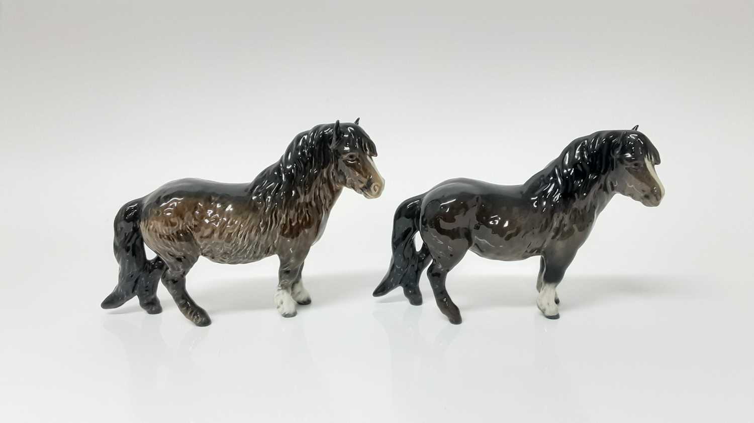 Lot 63 - Two Beswick Shetland Pony's (Wooley Shetland Mare), model no. 1033, designed by Arthur Gredington, 14.6cm high