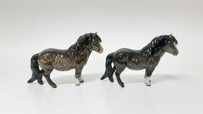 Lot 63 - Two Beswick Shetland Pony's (Wooley Shetland Mare), model no. 1033, designed by Arthur Gredington, 14.6cm high